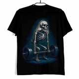 Tričko s lebkou - Kostlivec s činkou