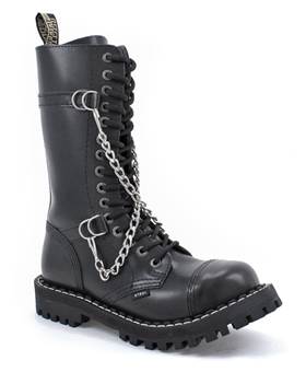 Boty STEEL 15 dírek Black s řetězy - černé