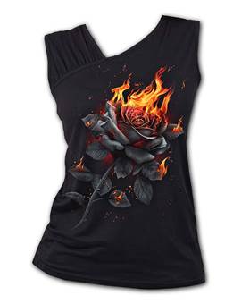 Dámské tričko bez rukávů Flaming Rose Gathered Shoulder