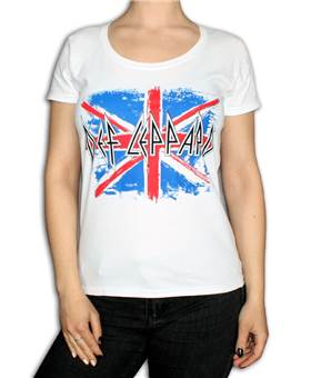 Dámské tričko Def Leppard - Union Jack bílé