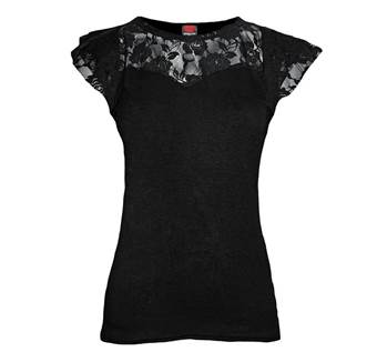 Dámské tričko Gothic Elegance - Lace Layered / černé