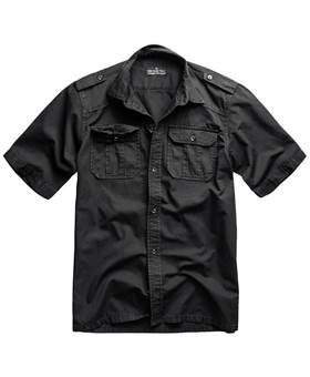 Košile s krátkým rukávem M65 - nárameníky - černá