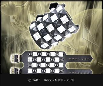 Kožený opasek na ruku  pyramidy 5 řady bílo - černé