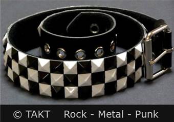 Kožený pásek  pyramidy dvoubarevná 3 řady