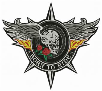 Nášivka velká motorkářská Born To Ride Skull Wings