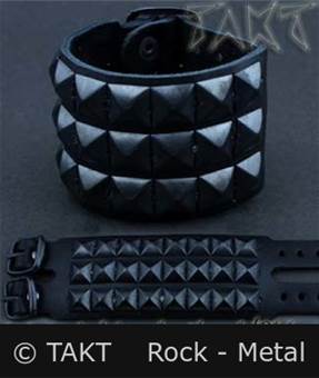 Opasek na ruku  pyramidy černá - 3 řady