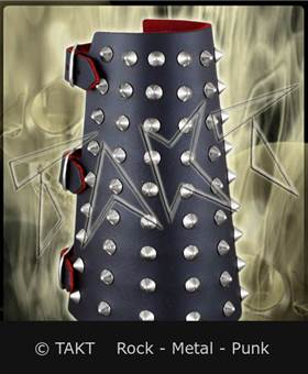 Pás na ruku kožený s kužely 9 řad 16,5cm červený podklad