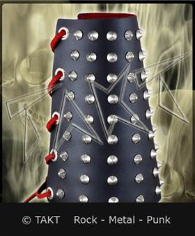 Pás na ruku kožený s kužely 9 řad červený podklad