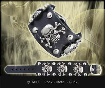 Pás na ruku lebky - skřížené kosti / nýty