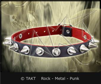 Pásek na krk špice 1 řady červený podklad