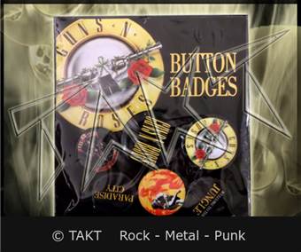 Placka se špendlíkem Guns n roses - Lyrics sada 6 kusů