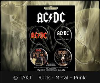 Placka se špendlíkem střední AC/DC - Logos sada 4 kusy
