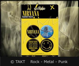 Placka se špendlíkem střední Nirvana - Logos sada 4 kusy