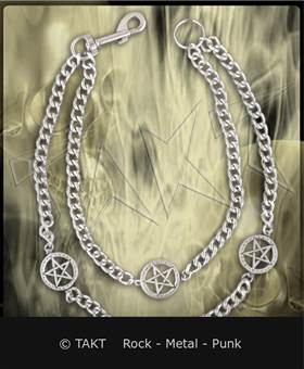 Řetěz na kalhoty pentagram 3 dvojitý