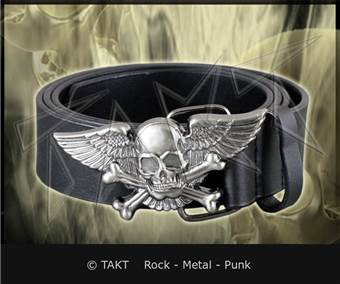 Spona na opasek lebka 03 s křídly