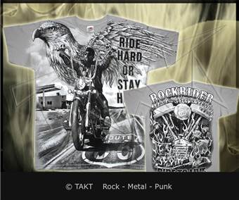 Tričko Ride Hard - All Print šedé