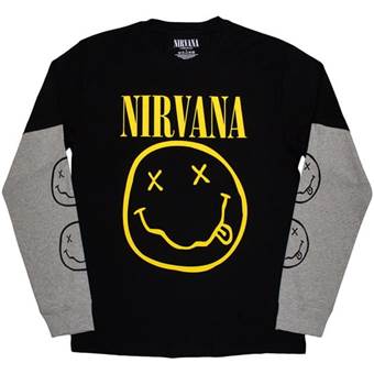 Tričko s dlouhým rukávem Nirvana - Yellow Happy -  černo / šedé