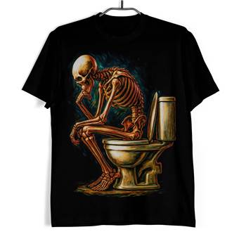 Tričko s lebkou - Kostlivec na toaletě