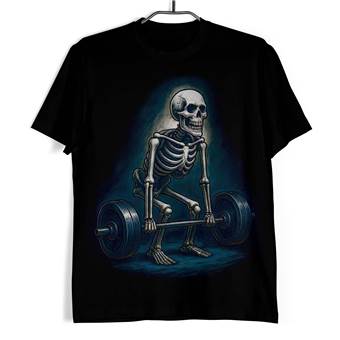 Tričko s lebkou - Kostlivec s činkou