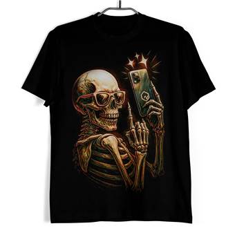 Tričko s lebkou Kostlivec selfie