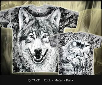 Tričko Wolf Forest - All Print šedé