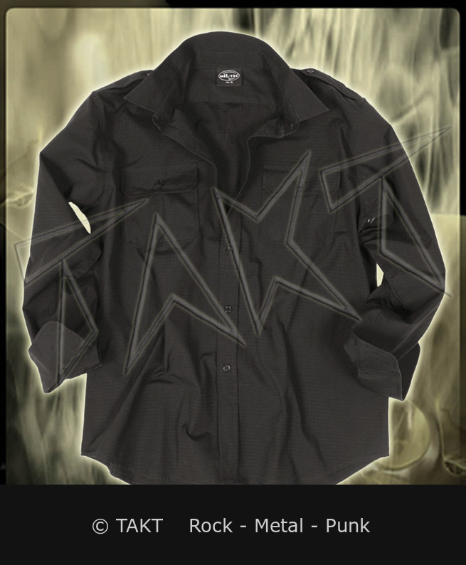 Košile s nárameníky černá dlouhý rukáv ripstop 3XL