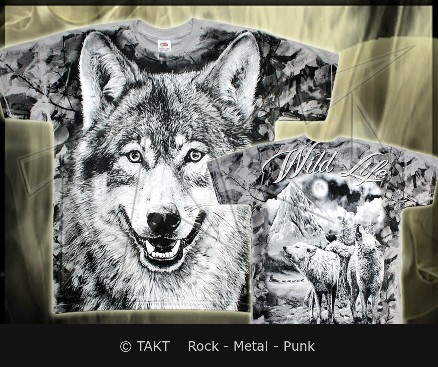 Tričko Wolf Forest - All Print šedé XXL