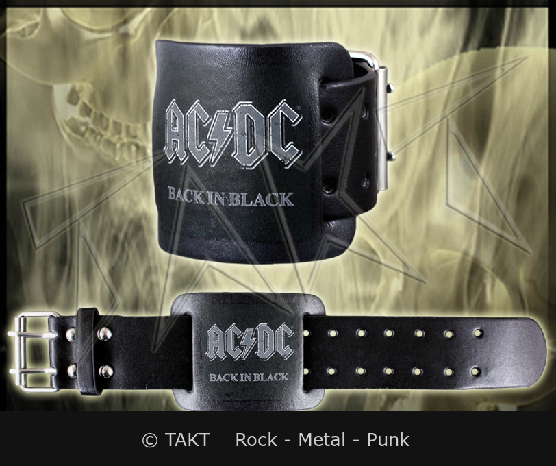 Pásek na ruku kožený AC/DC - Back In Black