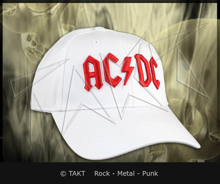 Kšiltovka AC/DC bílá - Logo červené