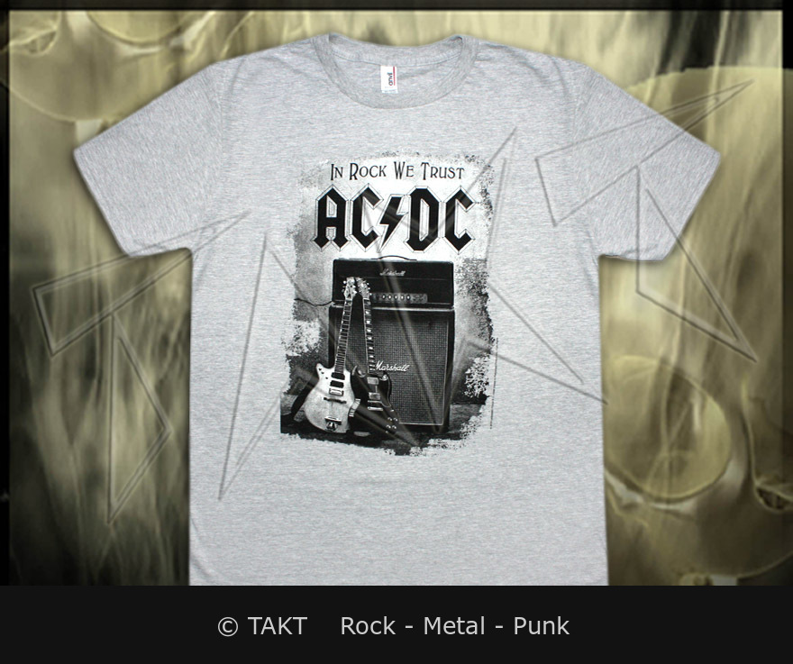 Tričko AC/DC - In Rock We Trust 2 šedé