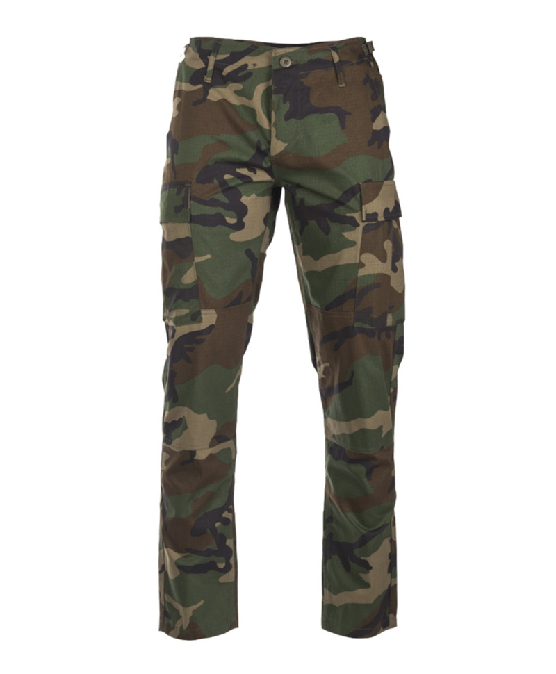 Kalhoty Bdu - Slim Fit Woodland / Zelené Moro XL