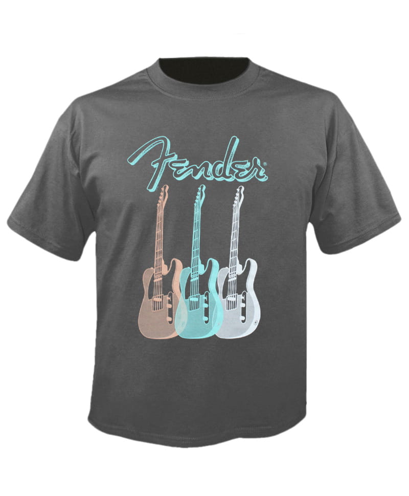 Tričko Fender 3 kytary - šedé