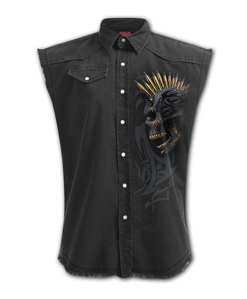 Košile bez rukávu Punk černo zlatý - Spiral Direct M
