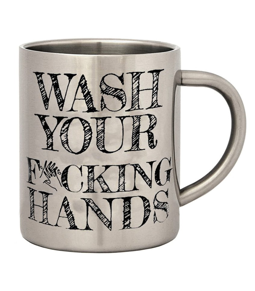 Hrnek Covid - Wash Your F*cking Hands kovový