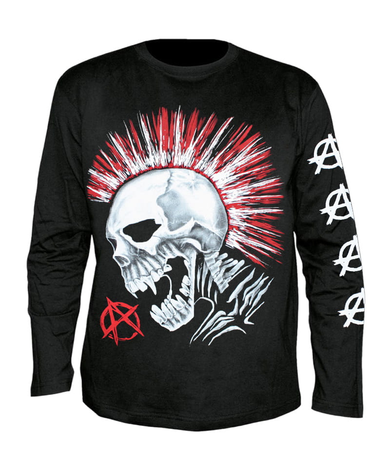 Tričko s dlouhým rukávem Punks Not Dead Skull XXL