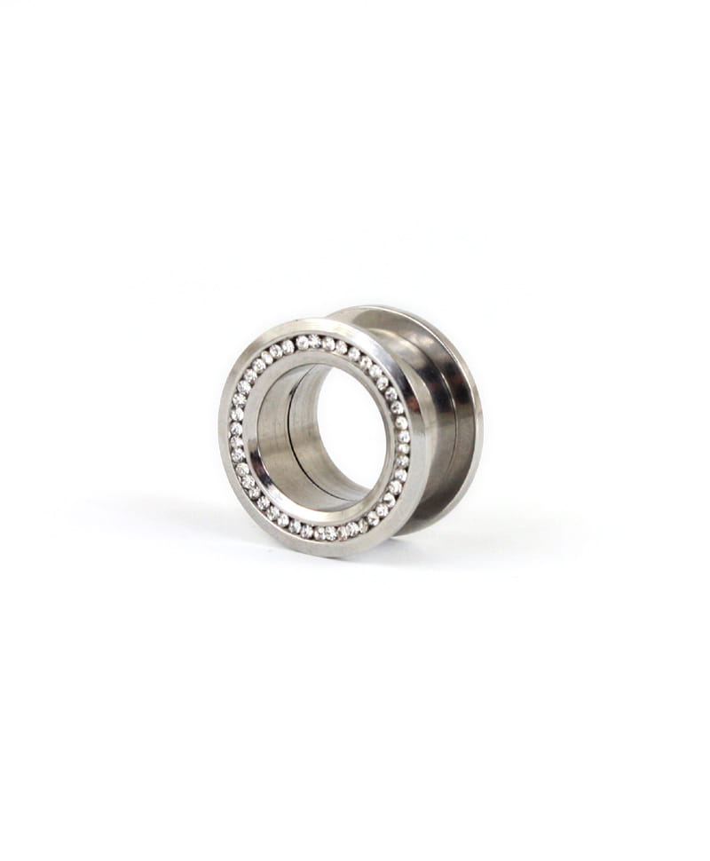 Piercing Tunel stříbrný - chirurgická ocel zdobený 02 12 mm