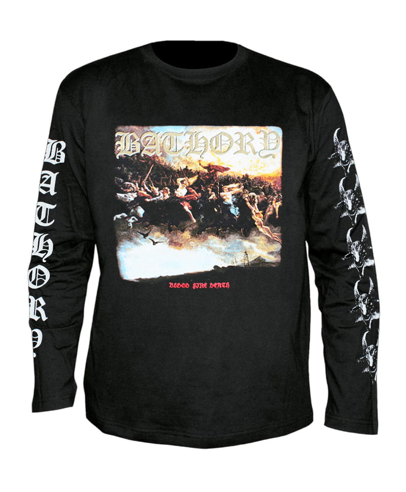 Tričko s dlouhým rukávem Bathory - Blood Fire Death - All Print M
