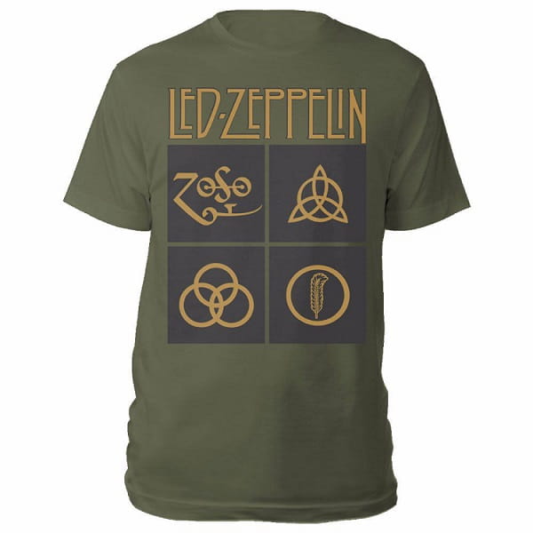 Tričko Led Zeppelin - Gold Symbol - zelené